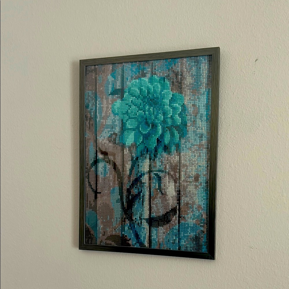 Teal Floral Framed Artwork